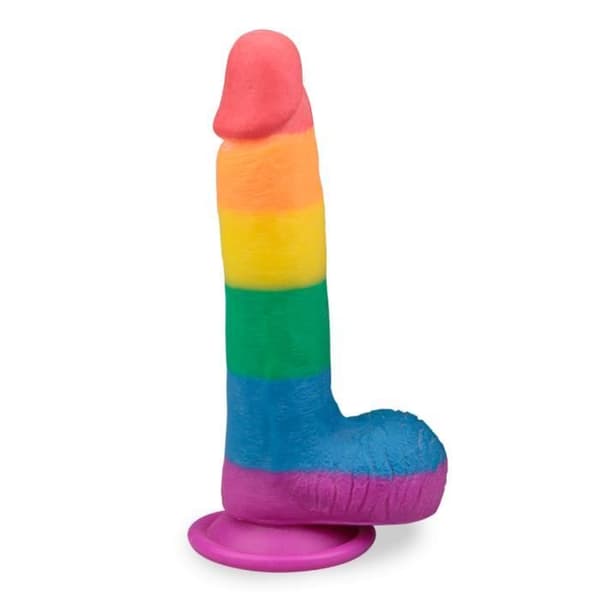 Sugkoppsdildo - Pride - 19,0cm - Silikon - Flerfärgad - Rak