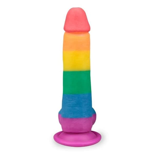 Sugkoppsdildo - Pride - 19,0cm - Silikon - Flerfärgad - Rak