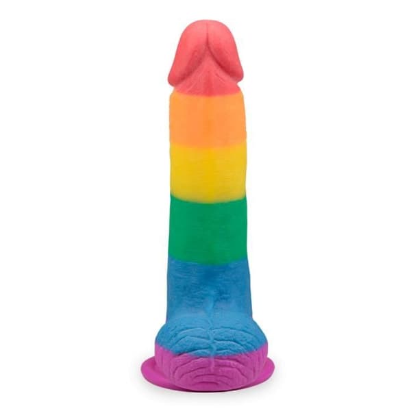 Sugkoppsdildo - Pride - 19,0cm - Silikon - Flerfärgad - Rak