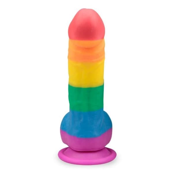 Pride Realistisk Böjd Sugkopp Dildo Flerfärgad