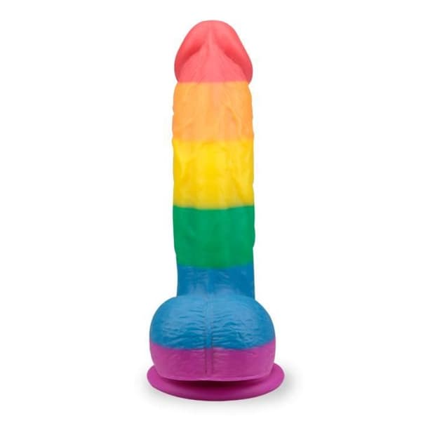Pride Realistisk Böjd Sugkopp Dildo Flerfärgad
