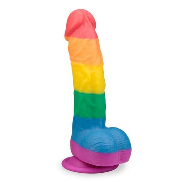 Pride Realistisk Böjd Sugkopp Dildo Flerfärgad