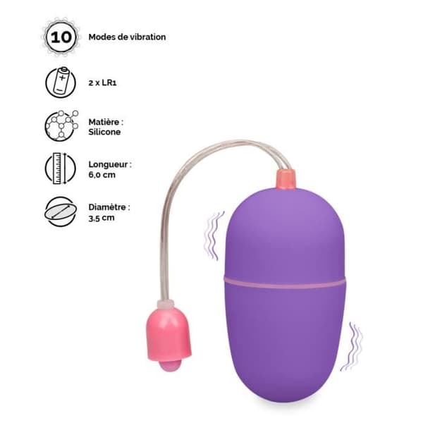 Vibrerande ägg Wiggle - M Lila - 10 kontrollerbara vibrationslägen - 2 LR1-batterier ingår