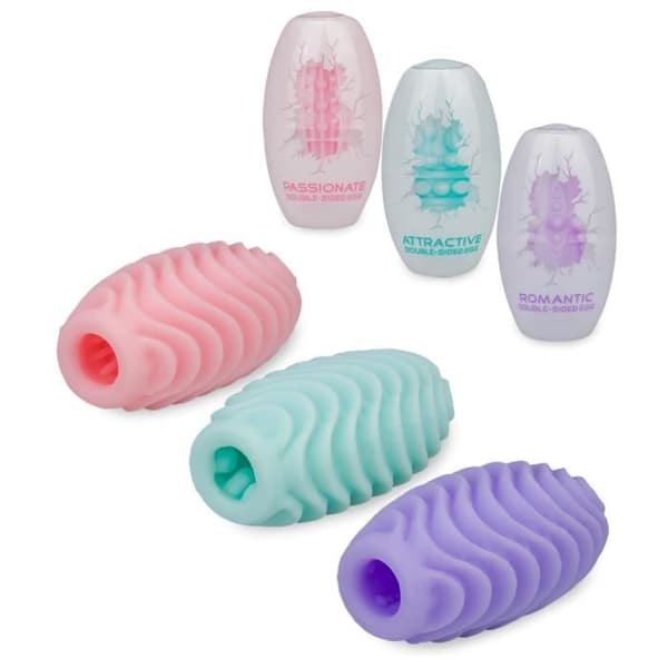 Set med 3 masturbationsägg - Märke - Storlek S - Olika interna texturer