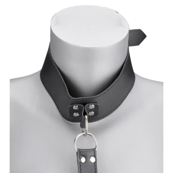 Justerbar nacke och handledsrem i konstläder - LOVE AND VIBES Collection Black