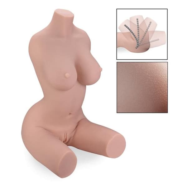 Masturbatorbyst - Daniela - 10,8kg - Beige - Ribbade och knottriga vagina och anus