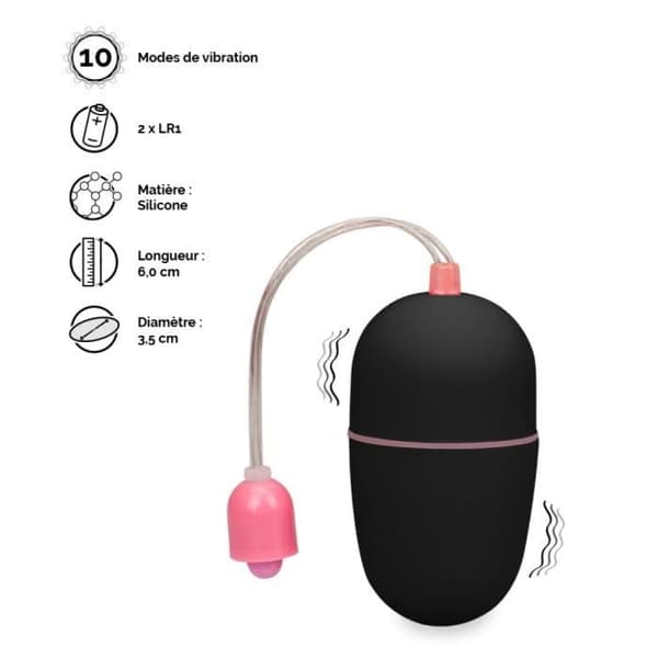 Wiggle Vibrating Egg - M - EggXiting Black Collection