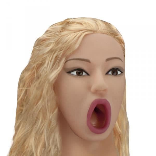 Blond vibrerande uppblåsbar sugdocka - LOVE &amp; VIBES - läcker mun, vibrerande vagina och anus i cyberskinn
