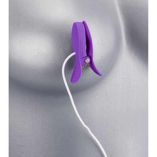 Kim vibrerande nippel och klitoris klämmor - LOVE AND VIBES Dark Purple Collection