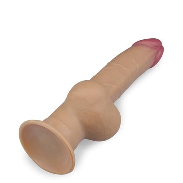 Dubbellagers silikon sugkoppsdildo med handtag 25,0cm