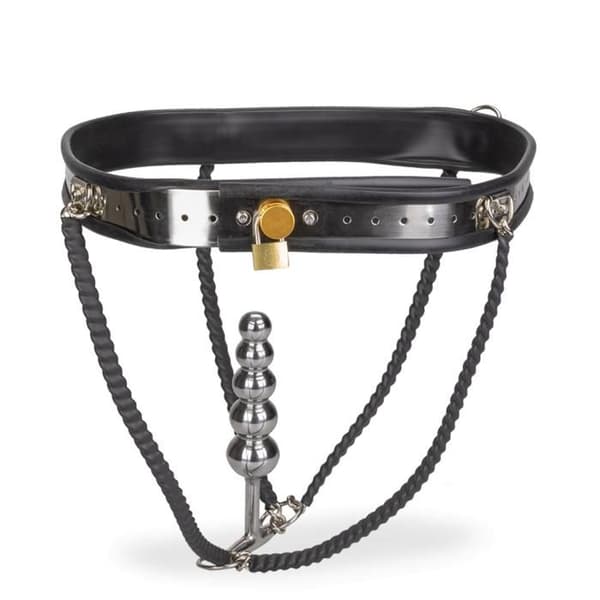 Taken anus kyskhetsbälte - Taken brand - 5-ball anal plug - Justerbar storlek - Bondage look