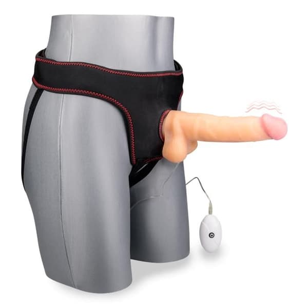 Vibrerande strap-on dildo 20,0cm 10 lägen