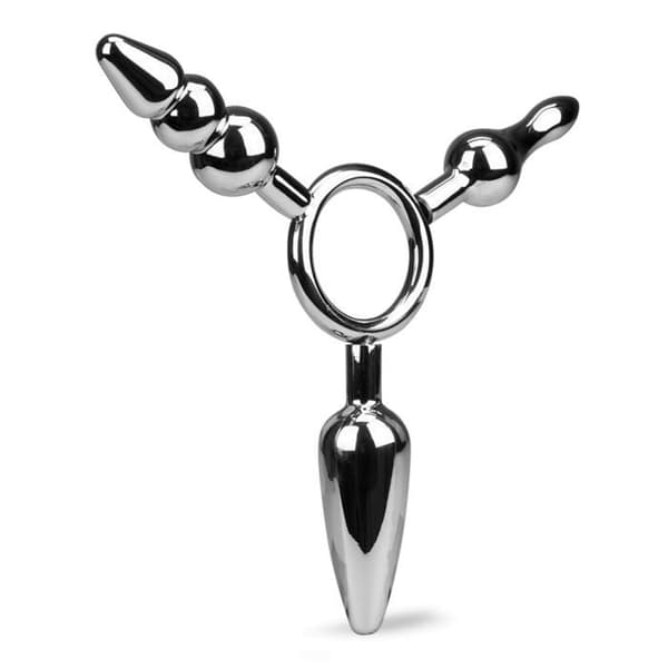 Sextoy - Geode - Trippelplugga för anal i rostfritt stål - 3 avtagbara pluggar med olika former och diametrar