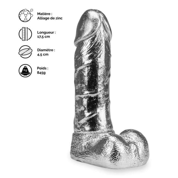 Rocky Silver Realistic Metal Dildo