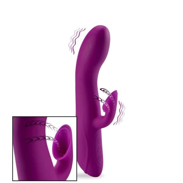 Vibromassage - KÄRLEK &amp; VIBRAR - Kraftfull Kanin - Silikon - 12 vibrerande funktioner - 12 sugfunktioner