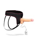Miniatyrbild 1 av 4: 20,0 cm vibrerande strap-on dildo 10 lägen - LOVE AND VIBES Light Skin Collection