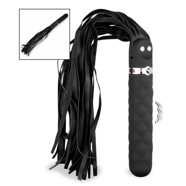 Vibrator med BDSM-flogger - LOVE AND VIBES Collection Black