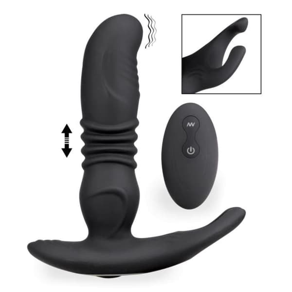 Vibrerande och fram och tillbaka prostatastimulator med testikelmassager Paris Black