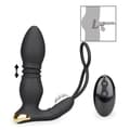 Miniatyrbild 2 av 4: Push-pull och vibrerande analplugg med cockringar Luck Black