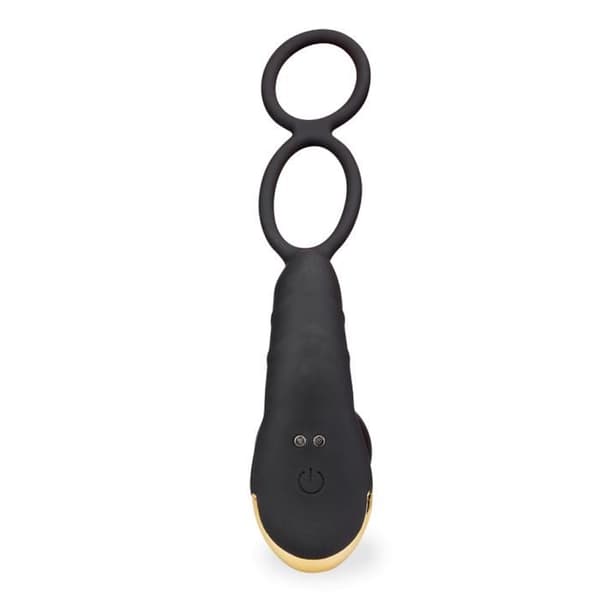 Push-pull och vibrerande analplugg med Luck cock rings