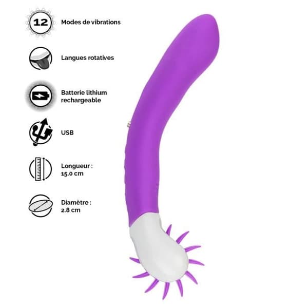 Klitorisk stimulator roterande tungor 12 lägen Lila