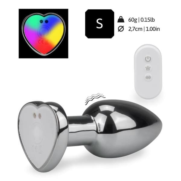 Vibrerande och självlysande hjärta anal juvel metallplugg - LOVE AND VIBES Collection