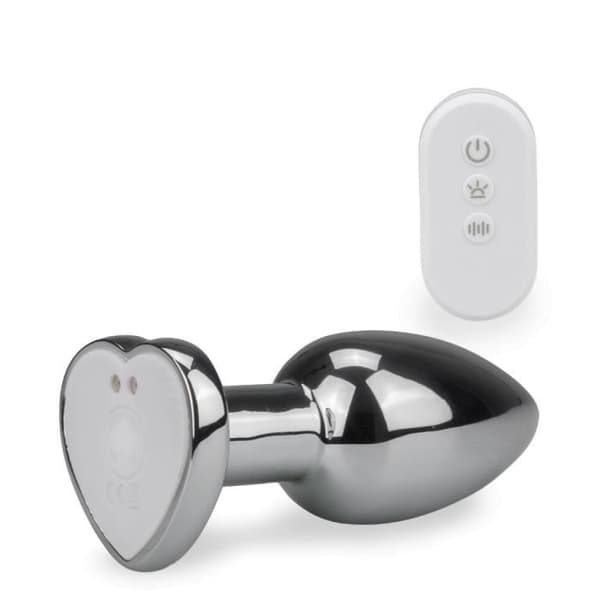 Vibrerande och självlysande hjärta anal juvel metallplugg - LOVE AND VIBES Collection