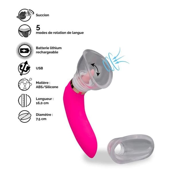 Vulvapump med tunga och 2 tips - LOVE AND VIBES Rose Collection