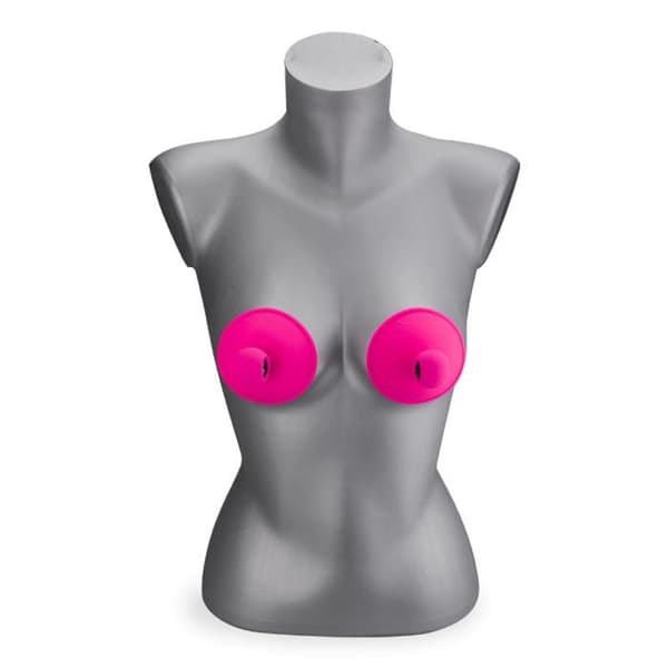 Ett par Woap vibrerande bröststimulatorer - LOVE AND VIBES Fuchsia Collection