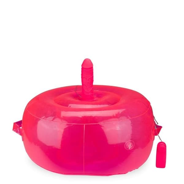 Rund uppblåsbar kudde med Ride Me vibrerande dildo - LOVE AND VIBES Pink Collection