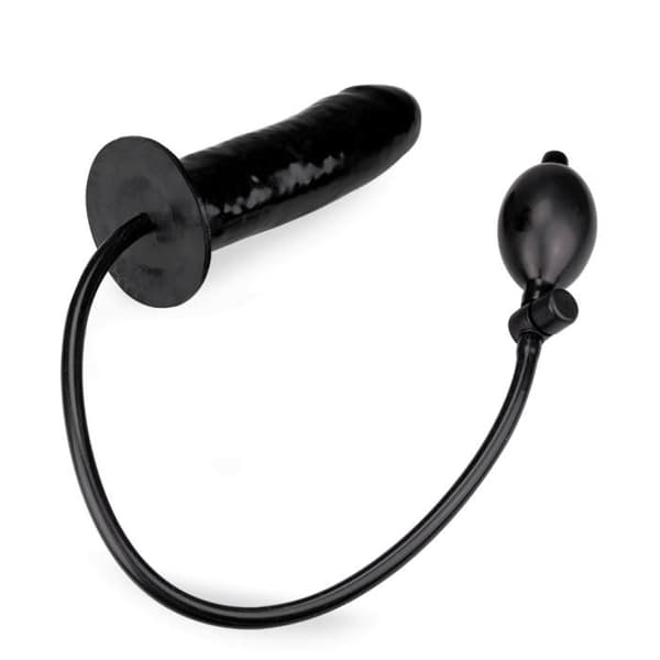 Svart Uppblåsbar Pump Dildo