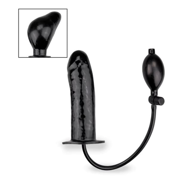 Svart Uppblåsbar Pump Dildo