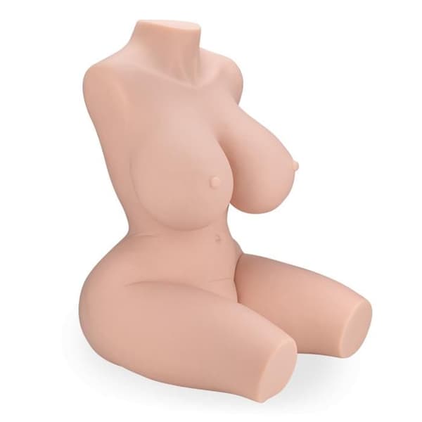 Masturbationsbust - Sidney - 16,5 kg - Beige - Texturerade öppningar för intensiv stimulering