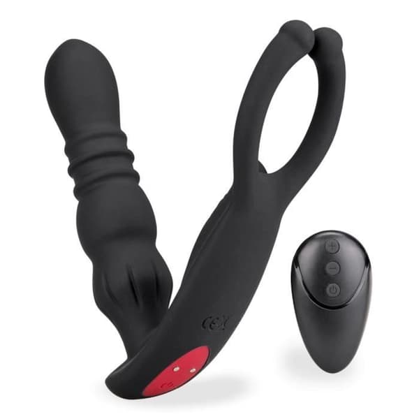 Ode vibrerande och fram och tillbaka testikelmassageapparat analplugg - LOVE AND VIBES Collection Black