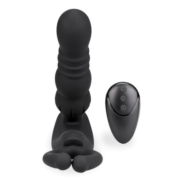 Ode vibrerande och fram och tillbaka testikelmassageapparat analplugg - LOVE AND VIBES Collection Black