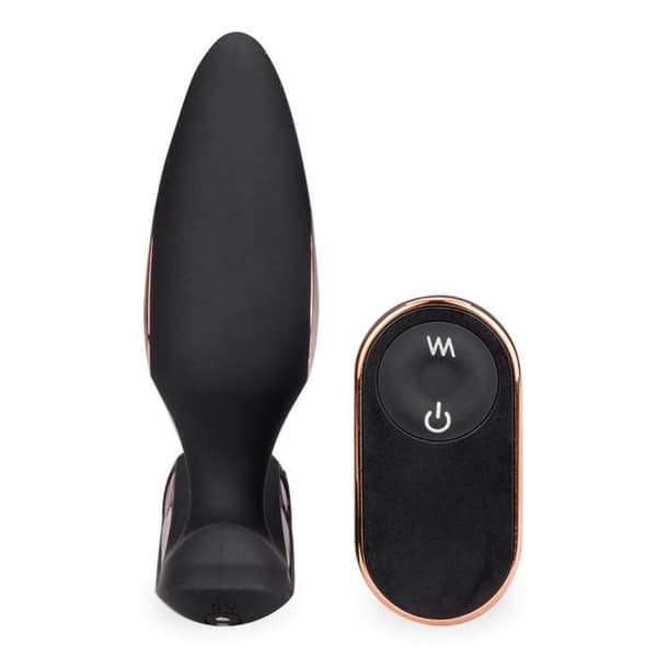 Vibrations- och elektrostimulerande analplugg med Fever cockring