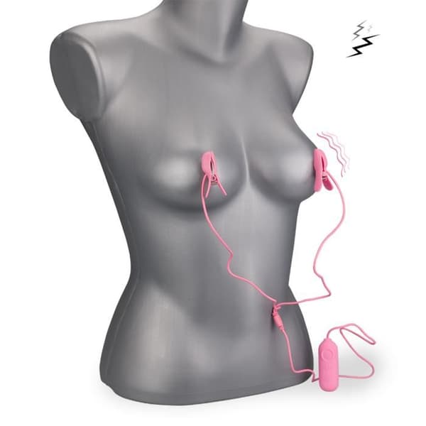 Rosa elektrostimulering och vibrationsnippelklämmor