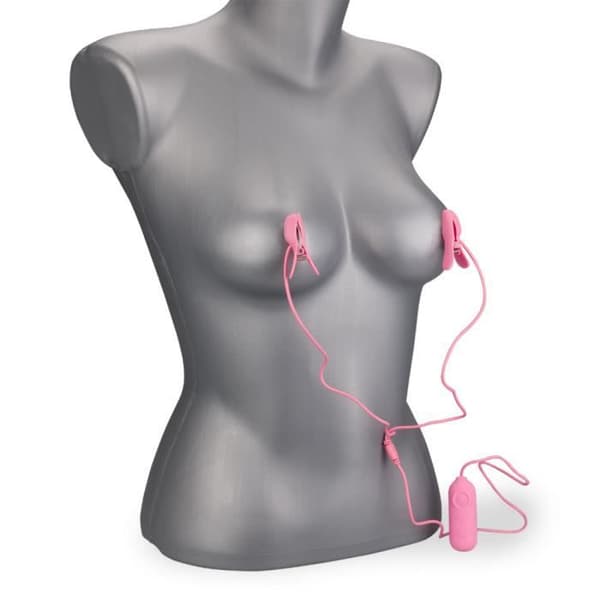 Rosa elektrostimulering och vibrationsnippelklämmor