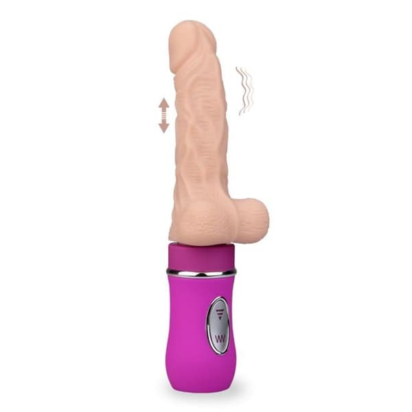 Realistisk vibrerande automatisk sexleksak med fram- och tillbakagång