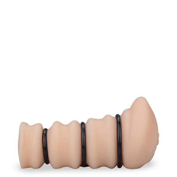 Sextoy för män 2-i-1 vaginett + 3 cockrings