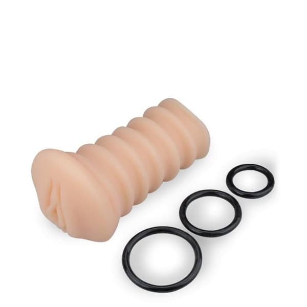 Sextoy för män 2-i-1 vaginett + 3 cockrings