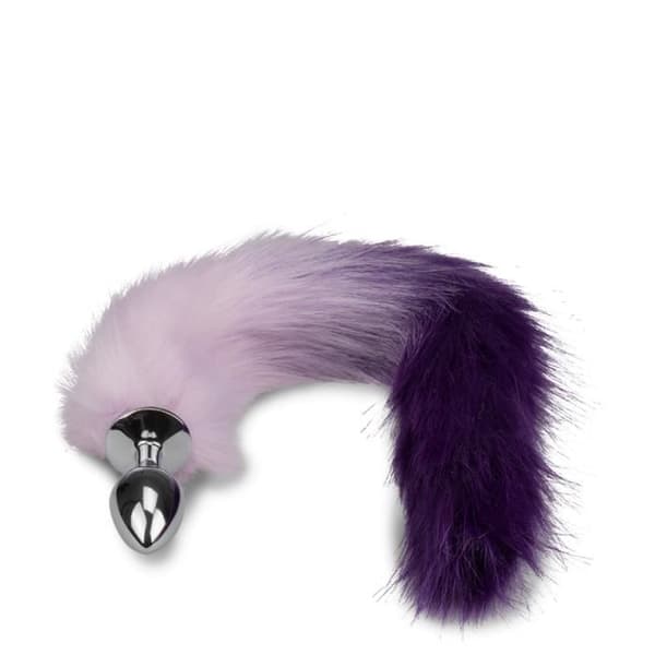 Lila och lila vegansk pälsräv svansplugg - LOVE AND VIBES Violet Collection