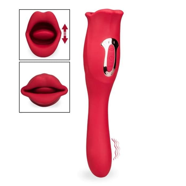 Sweet Kiss 2-i-1 vibrator med mun och vibrerande tunga