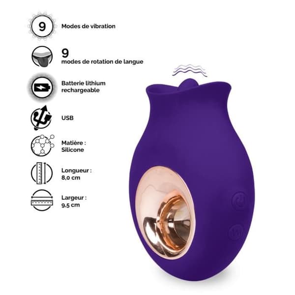 Cléopatra vibrerande tunga klitoris stimulator - LOVE AND VIBES Dark Purple Collection