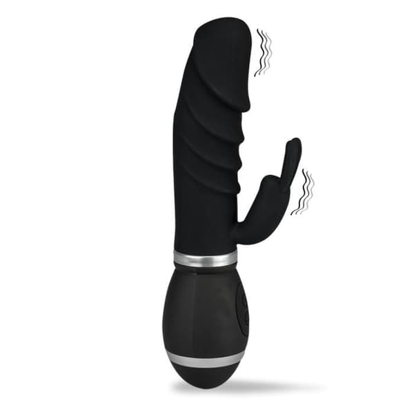 Mini Vibrator Rabbit USB Silikon Vibrator Large Glans - Mr. Rabbit Collection Svart