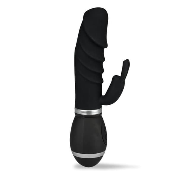 Mini Vibrator Rabbit USB Silikon Vibrator Large Glans - Mr. Rabbit Collection Svart