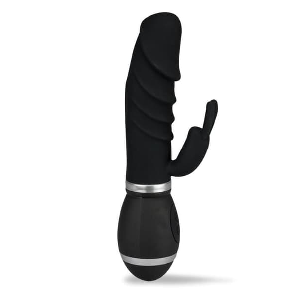 Mini USB kaninvibrator silikon stort ollon Svart