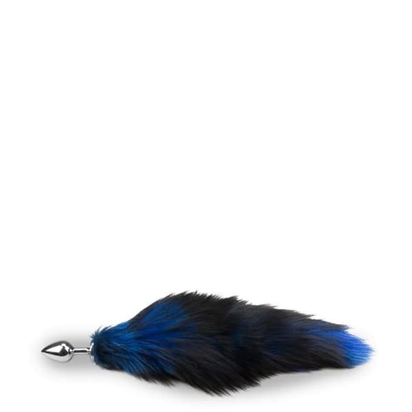 Svart och blå pälsräv svansplugg - LOVE AND VIBES Noir Et Bleu Collection