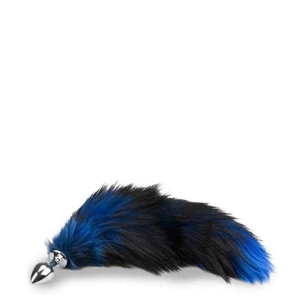 Svart och blå pälsräv svansplugg - LOVE AND VIBES Noir Et Bleu Collection