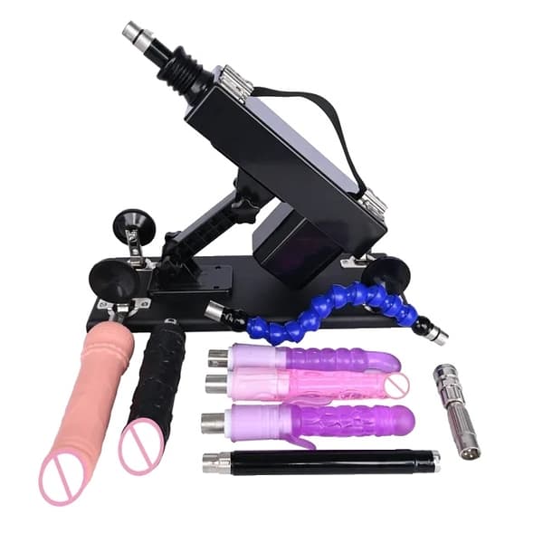 Sexmaskine, Automatisk Betjening, Stor Sort Dildo, T